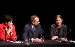 Miriam Lyons directs the panel discussion.